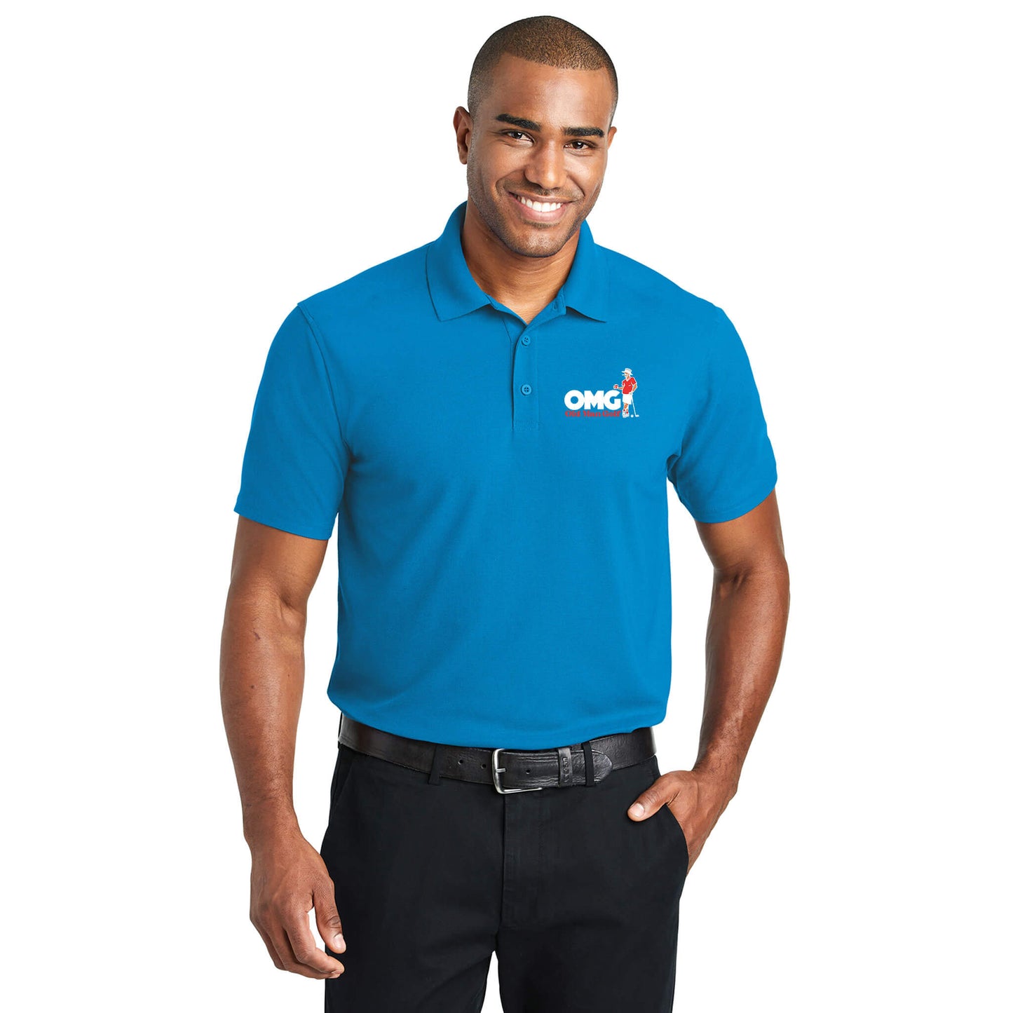 OMG Performance Pro polo golf shirt royal blue