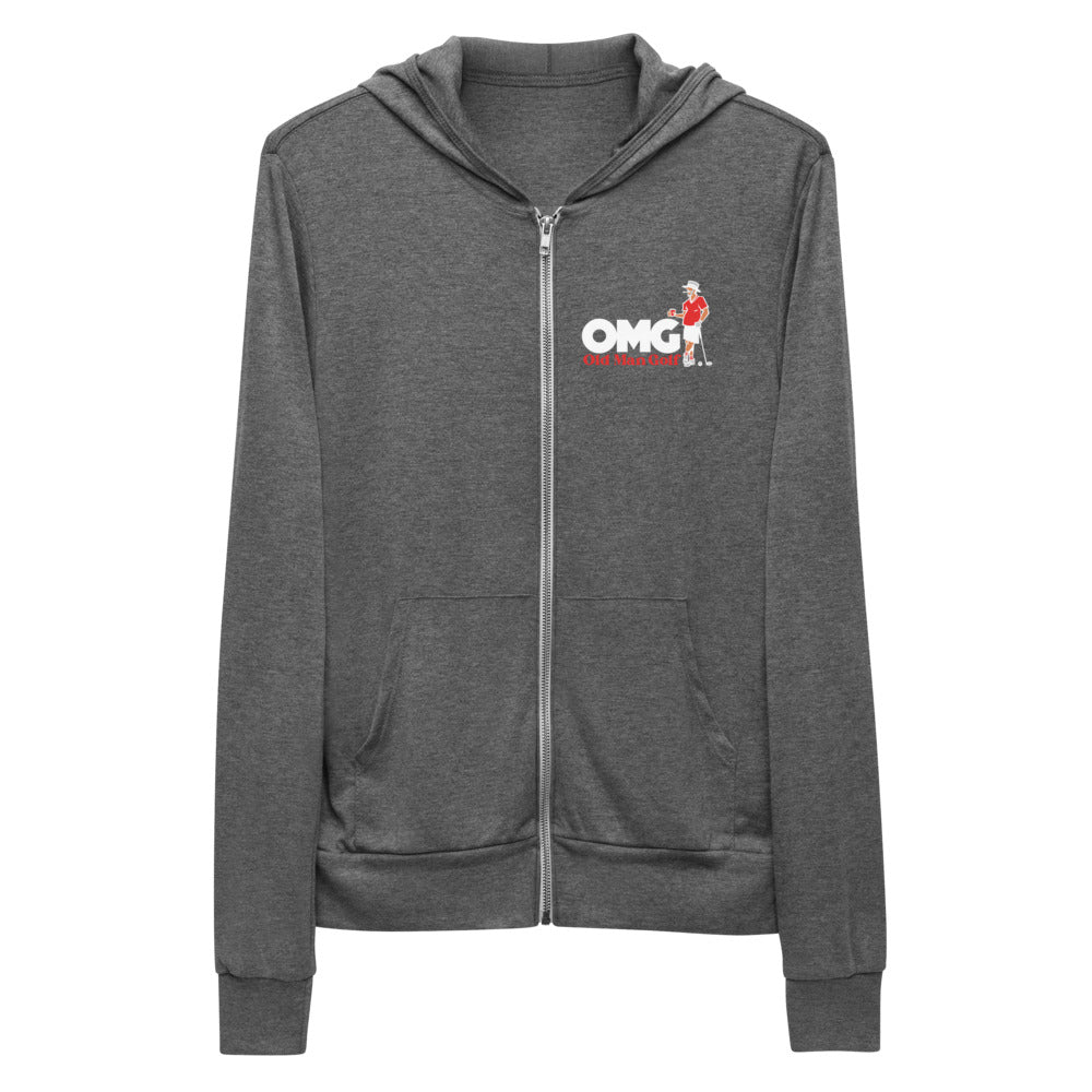 omg old man golf apparel zip hoodie lightweight sweatshirt 